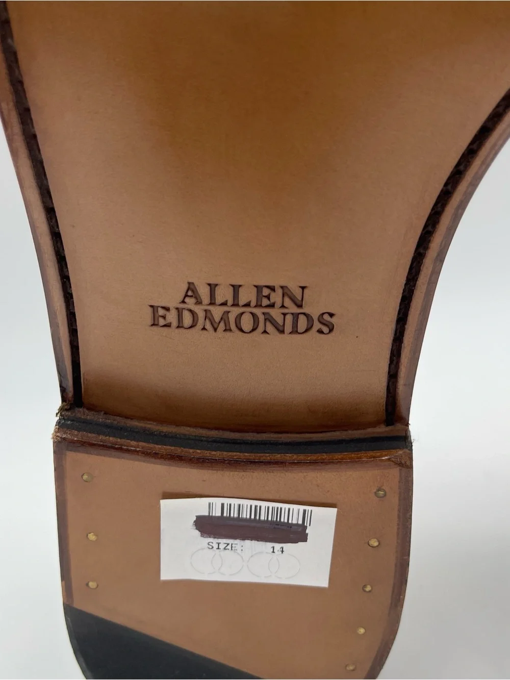 ALLEN EDMONDS SZ 14D Brady Walnut Leather Cap Toe Oxfords Shoes MSRP $450